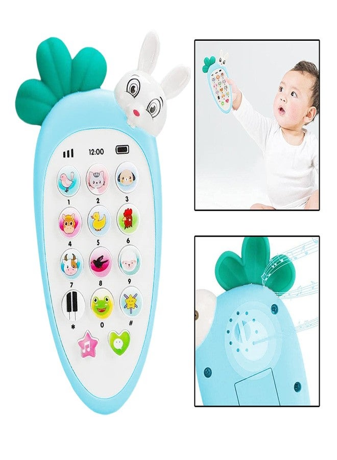 VGRASSP Radish Style Cute Rabbit Face Pretend Play Cell Phone Toy for Kids, Toddlers with Music, Ringtones, Lights - Birthday Party Favors and Gifts for Girls (Blue) - Image 2